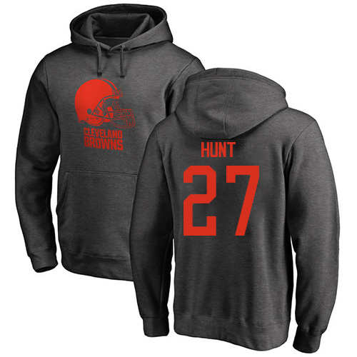 Men Cleveland Browns Kareem Hunt Ash Jersey #27 NFL Football One Color Pullover Hoodie Sweatshirt->cleveland browns->NFL Jersey